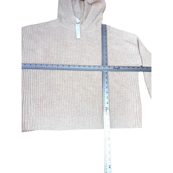 ABOUND Oatmeal Ribbed Knit Hoodie Sweater Women’s L Cozy Neutral Pullover - Picture 3 of 7